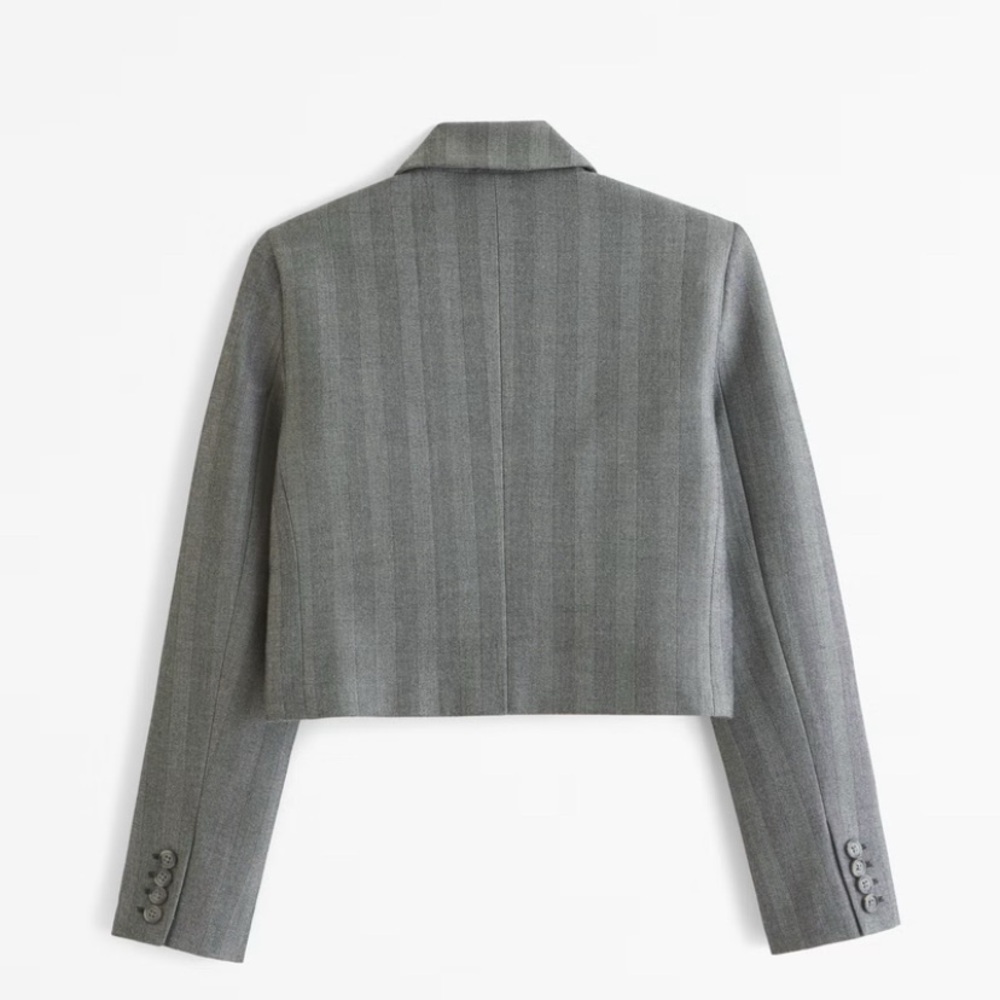 Abercrombie & Fitch Gray Pinstripe Cropped Blazer and Pleated Skirt Set - Picture 8 of 13